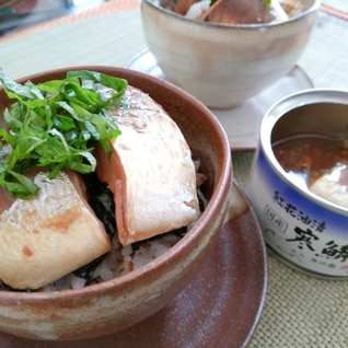 さっぱり美味しい！大葉のせ鯖缶丼ぶり(･ิω･ิ)